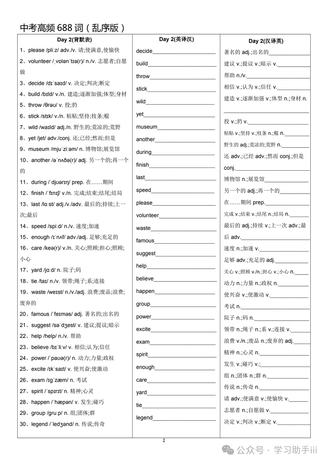考前再刷一遍!中考考前高频688词(乱序版)-第4张图片-四季读书网