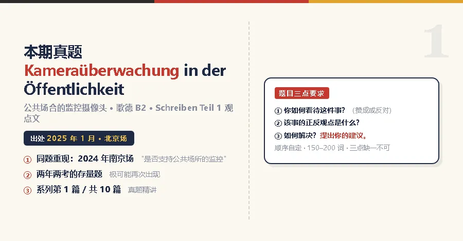 歌德B2作文真题精讲①:公共监控,2025年北京场刚考过-第2张图片-四季读书网