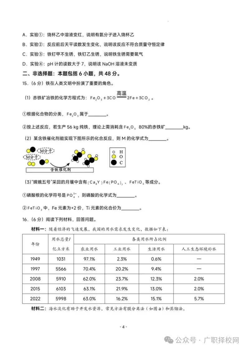 周末刷题 | 2026广州中考化学真题+答案解析-第6张图片-四季读书网 周末刷题 | 2026广州中考化学真题+答案解析-第6张图片-四季读书网