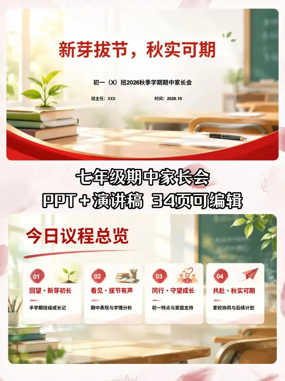 初一期中家长会|新芽拔节,秋实可期(课件+讲话稿)-第1张图片-四季读书网