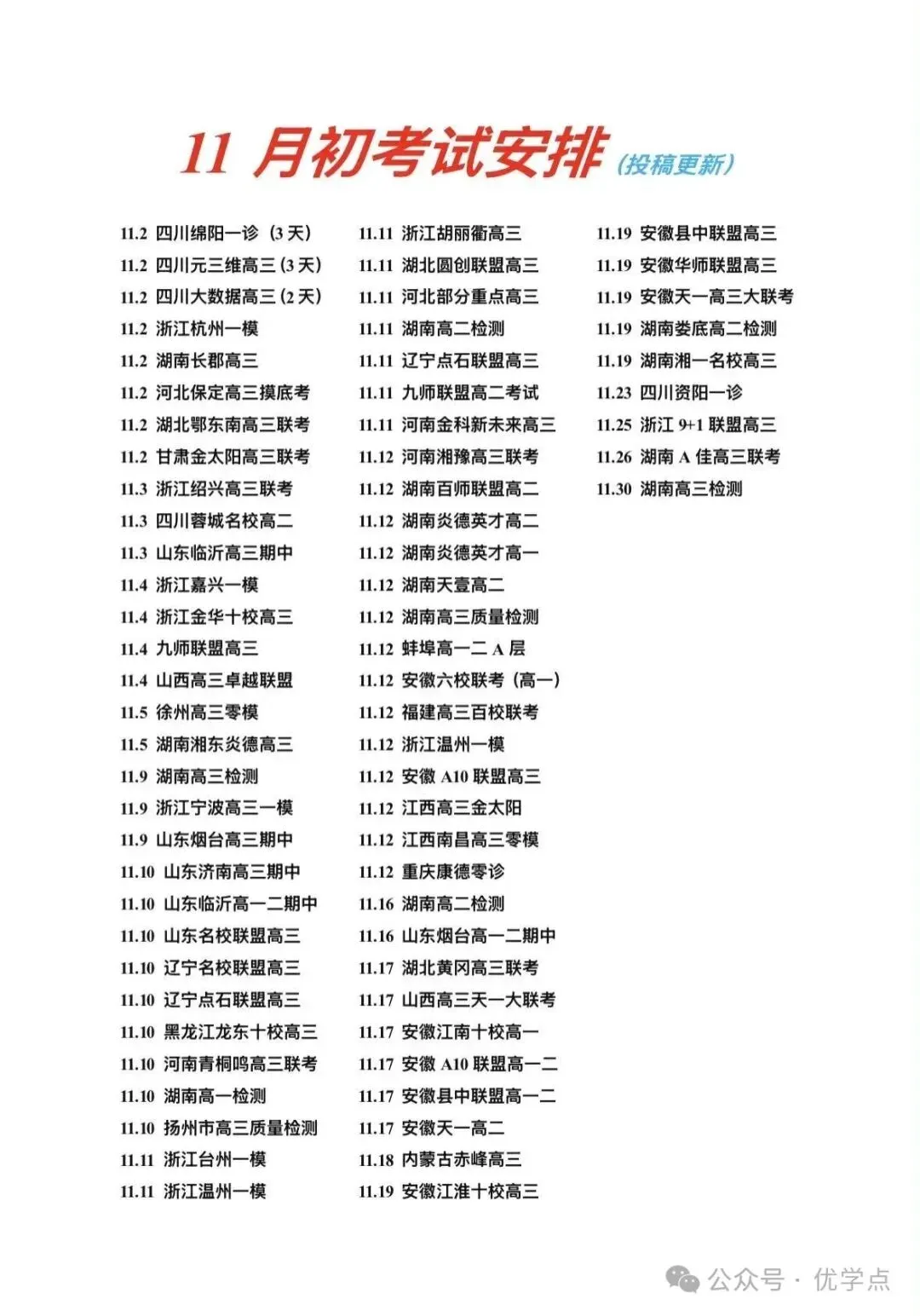 【11月初高中联考安排】最新试卷解析获取方式 高中高三联考-第2张图片-四季读书网
