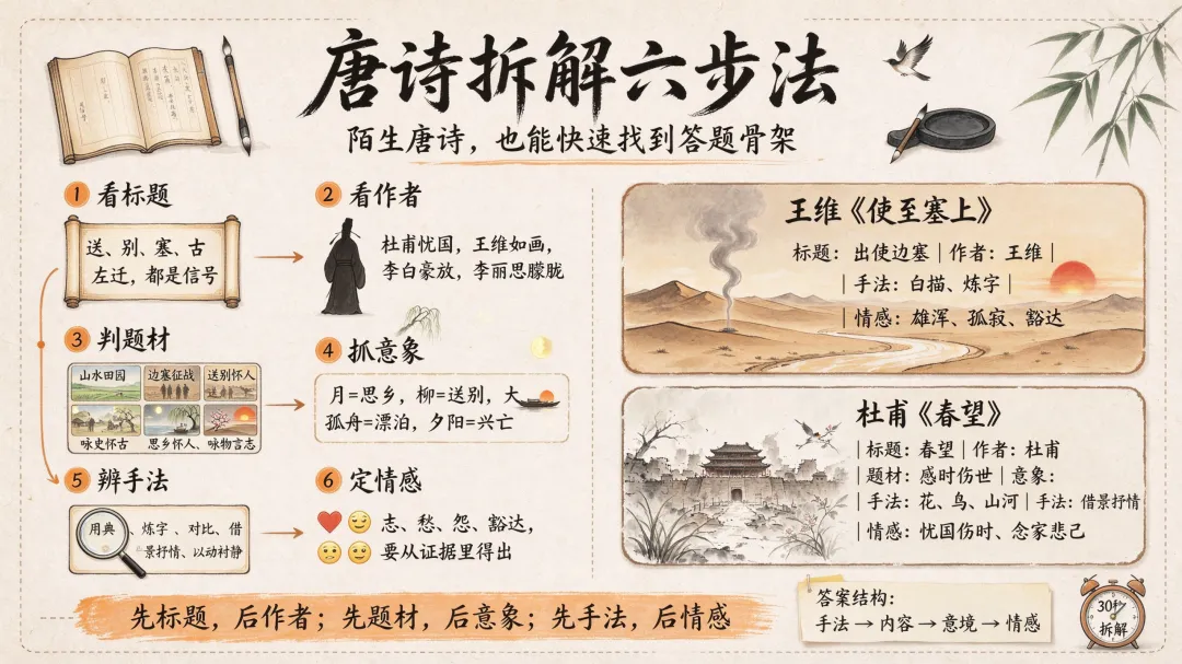 拿到陌生唐诗就慌?一首诗六道工序 |初三中考《唐诗三百首》拆解系列3-第2张图片-四季读书网