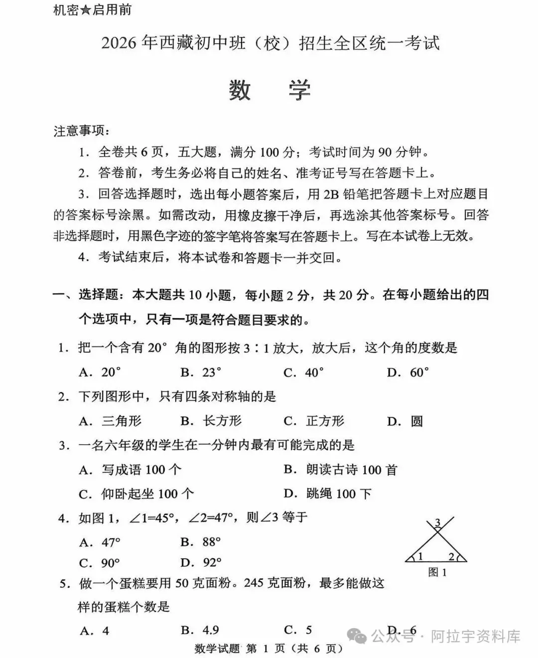 免费领取|2026年西藏小、中、高考真题-第2张图片-四季读书网 免费领取|2026年西藏小、中、高考真题-第2张图片-四季读书网