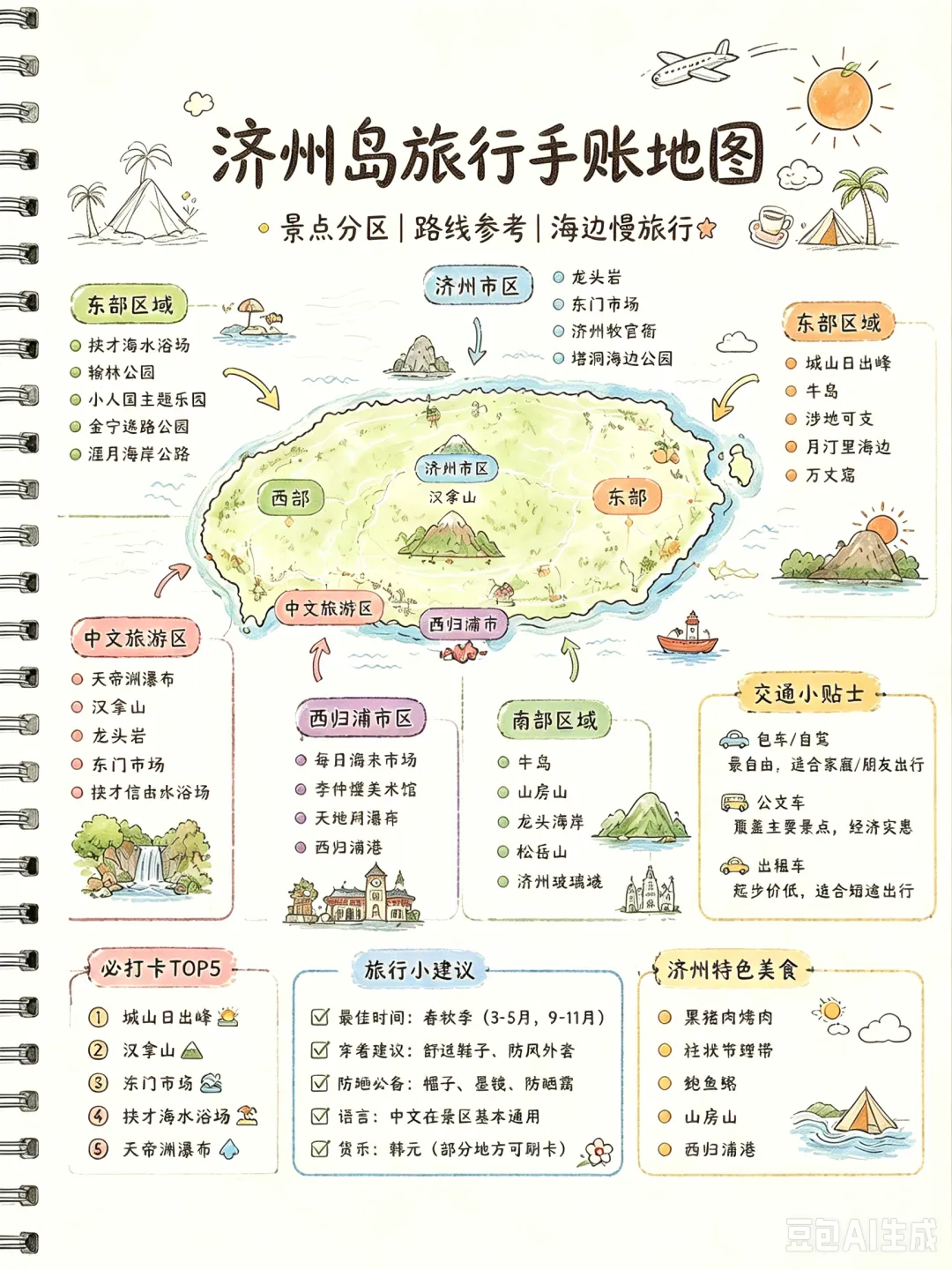 济州岛旅行攻略|一张图理清全部景点,告别绕路!