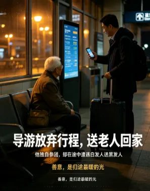 “我姑娘去世了,我要回去了”,老人旅游途中收到噩耗,导游立即安排行程送其回家