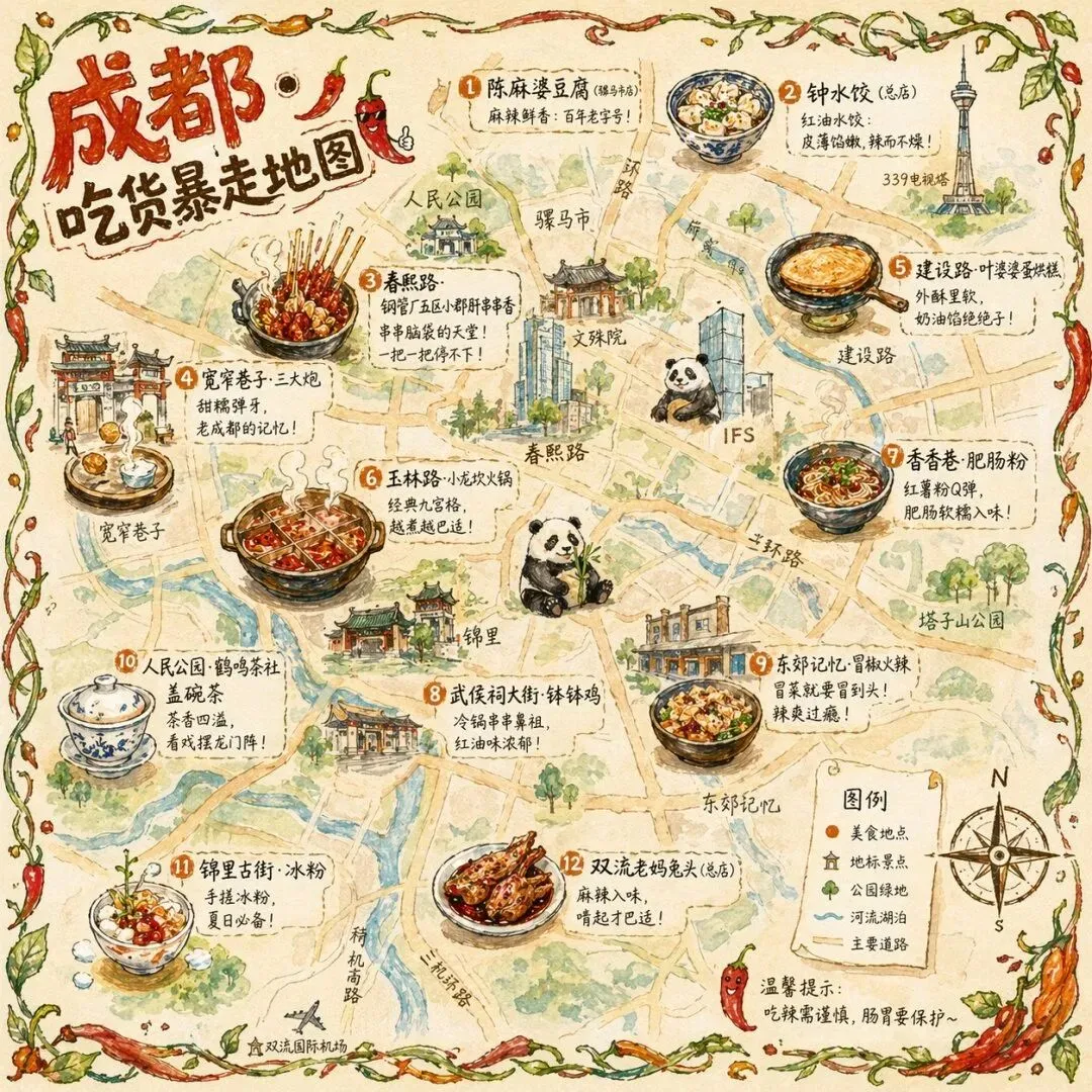 把一座城画成“能吃的地图”,旅行攻略一下有了收藏感