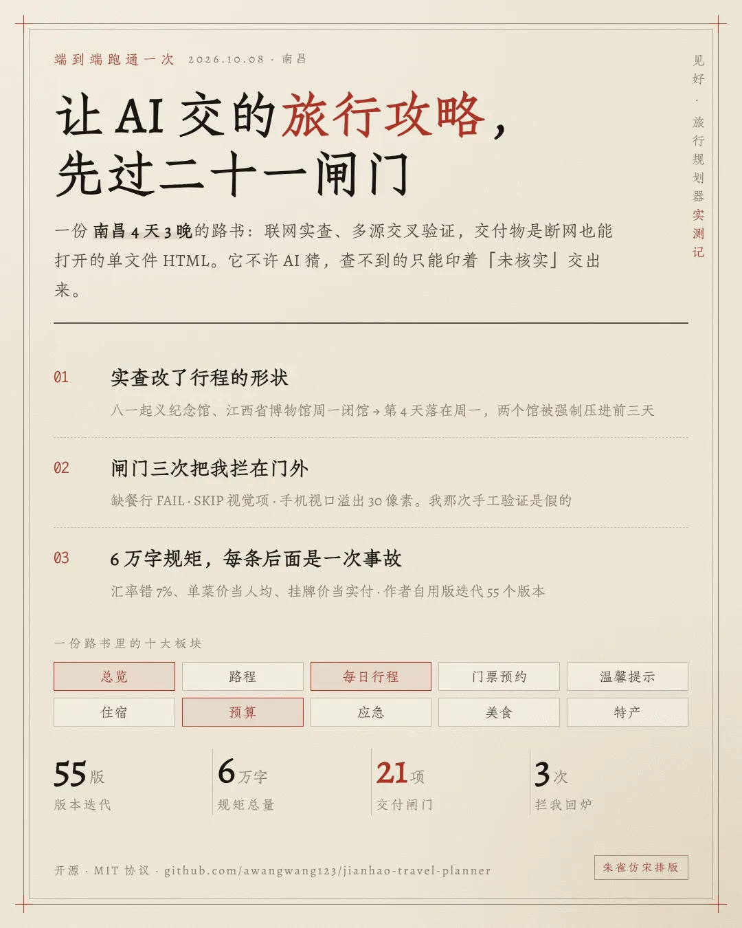 AI 写的旅行攻略能不能核验?我跑通全流程,附完整翻车记录
