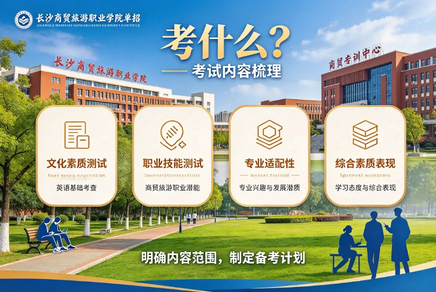 长沙商贸旅游职业学院单招考什么、多少分能上?