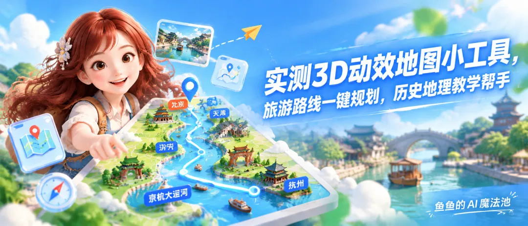 我发现了个3D动效地图工具,旅游路线一键规划,历史地理教学帮手(实测打开浏览器就能用)