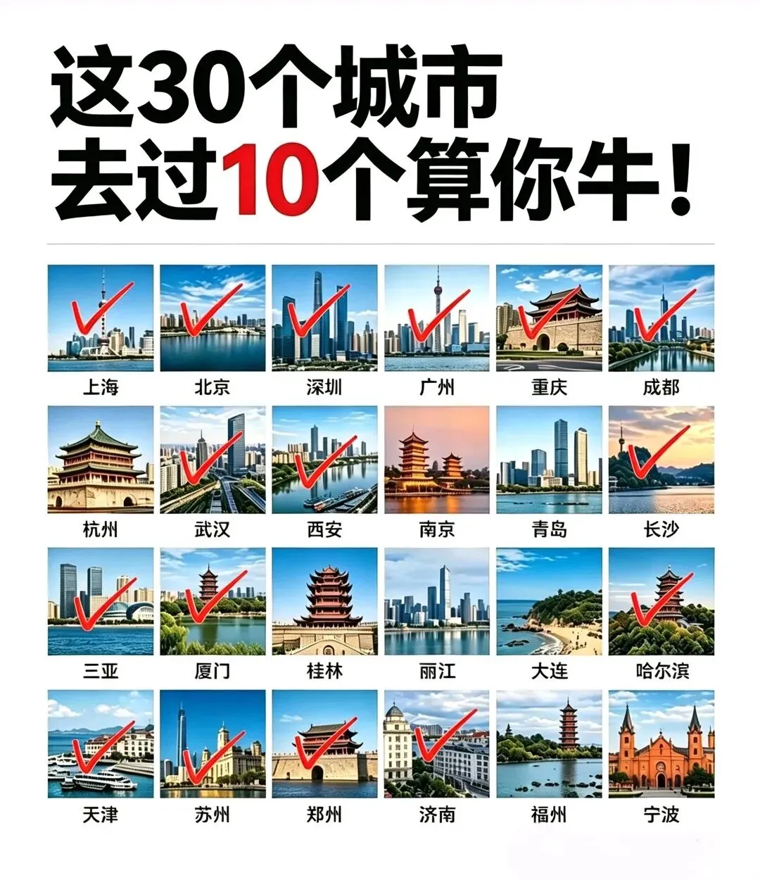 这30个城市,你去过几个?最深的体会是旅游要趁早