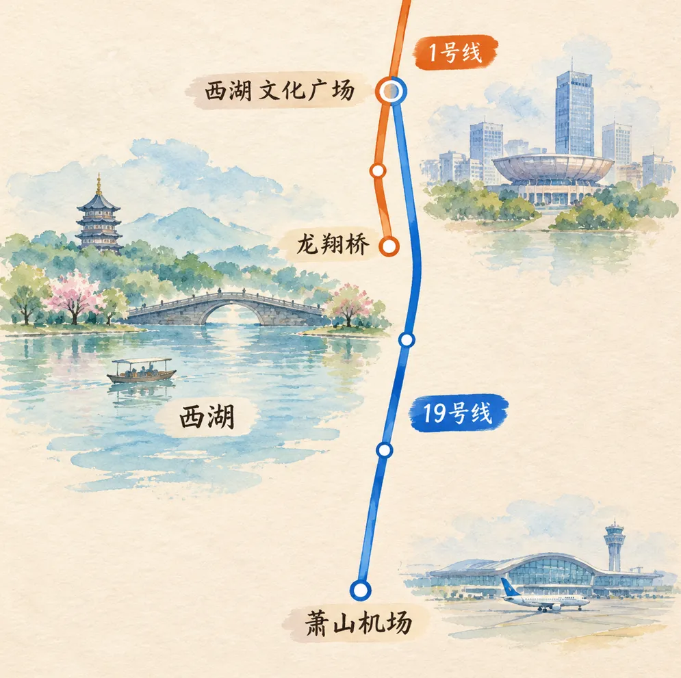 杭州西湖旅游攻略丨萧山机场到西湖:白天别等大巴,晚上别错过末班地铁