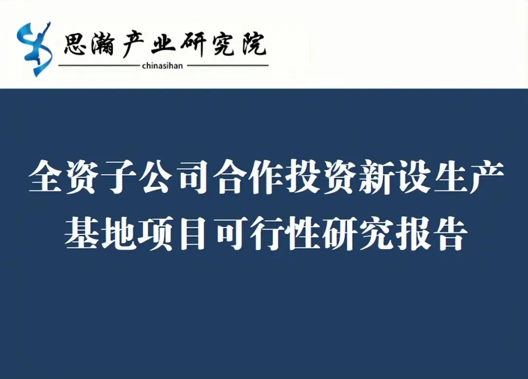 全资子公司合作投资新设生产基地项目可行性研究报告
