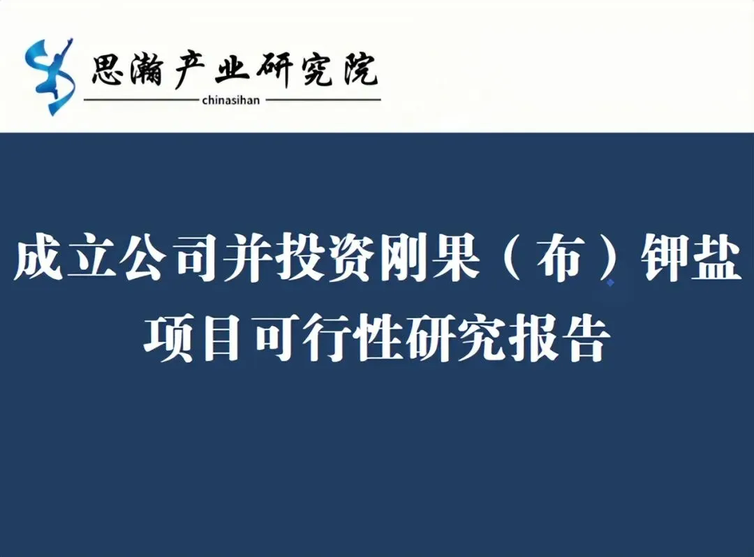 成立公司并投资刚果(布)钾盐项目可行性研究报告ODI备案