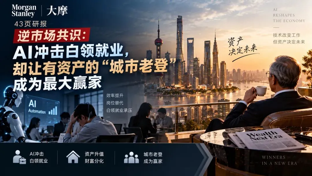 大摩43页研报逆市场共识:AI冲击白领就业,却让有资产的“城市老登”成为最大赢家