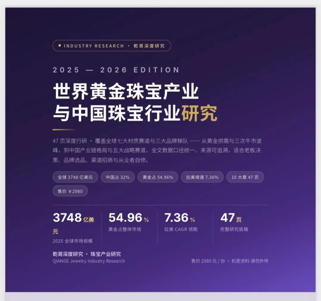 世界黄金珠宝产业全景:10章深度研报,看懂中国市场的品类、品牌、营销趋势