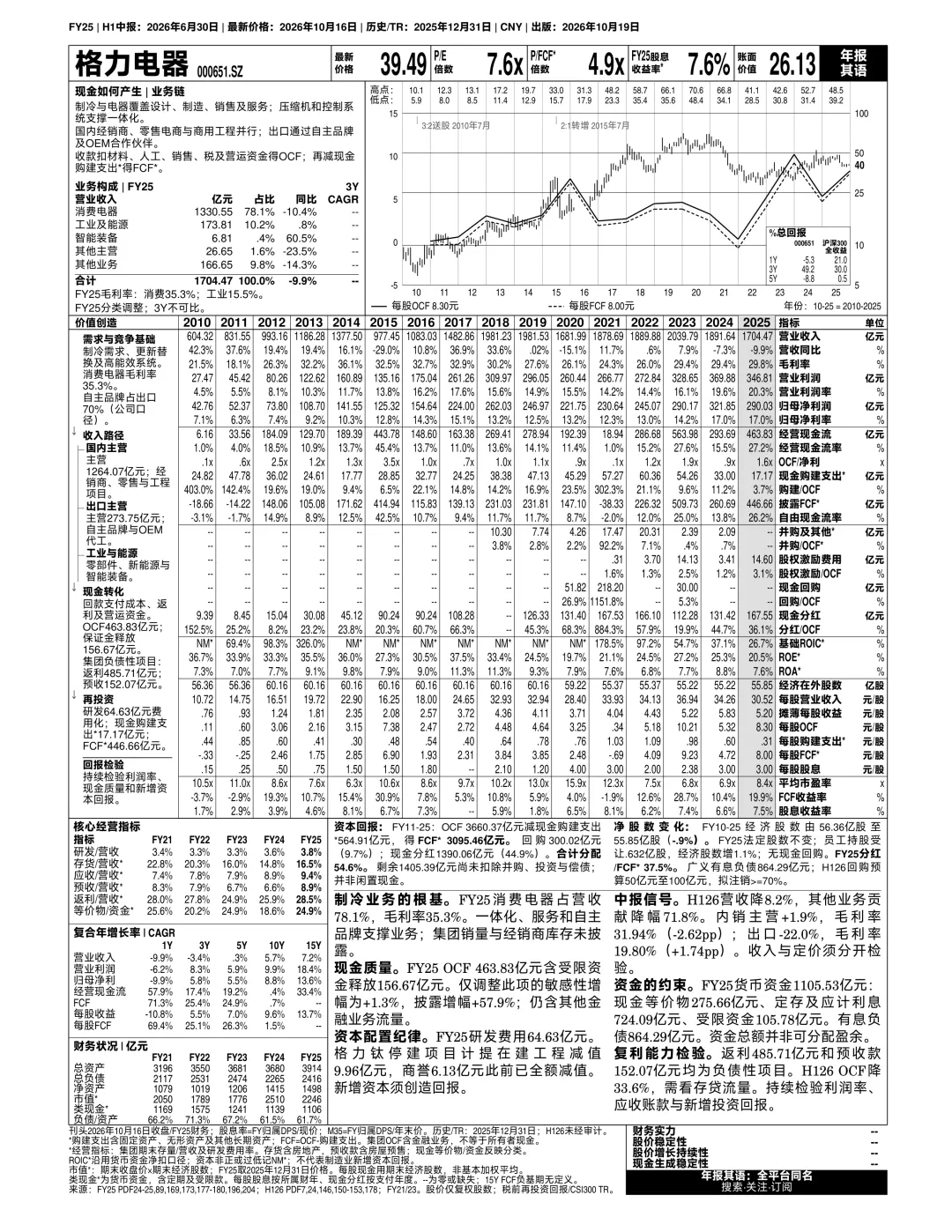 今天发布的OnePage研究报告:格力电器、星巴克