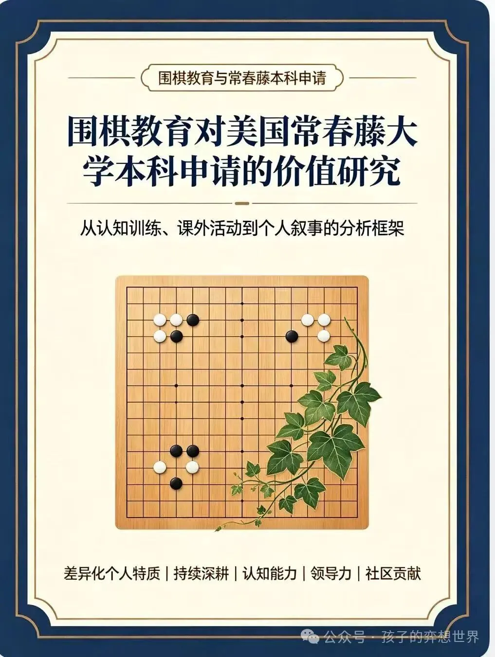 围棋教育对美国常春藤大学本科申请的价值研究报告