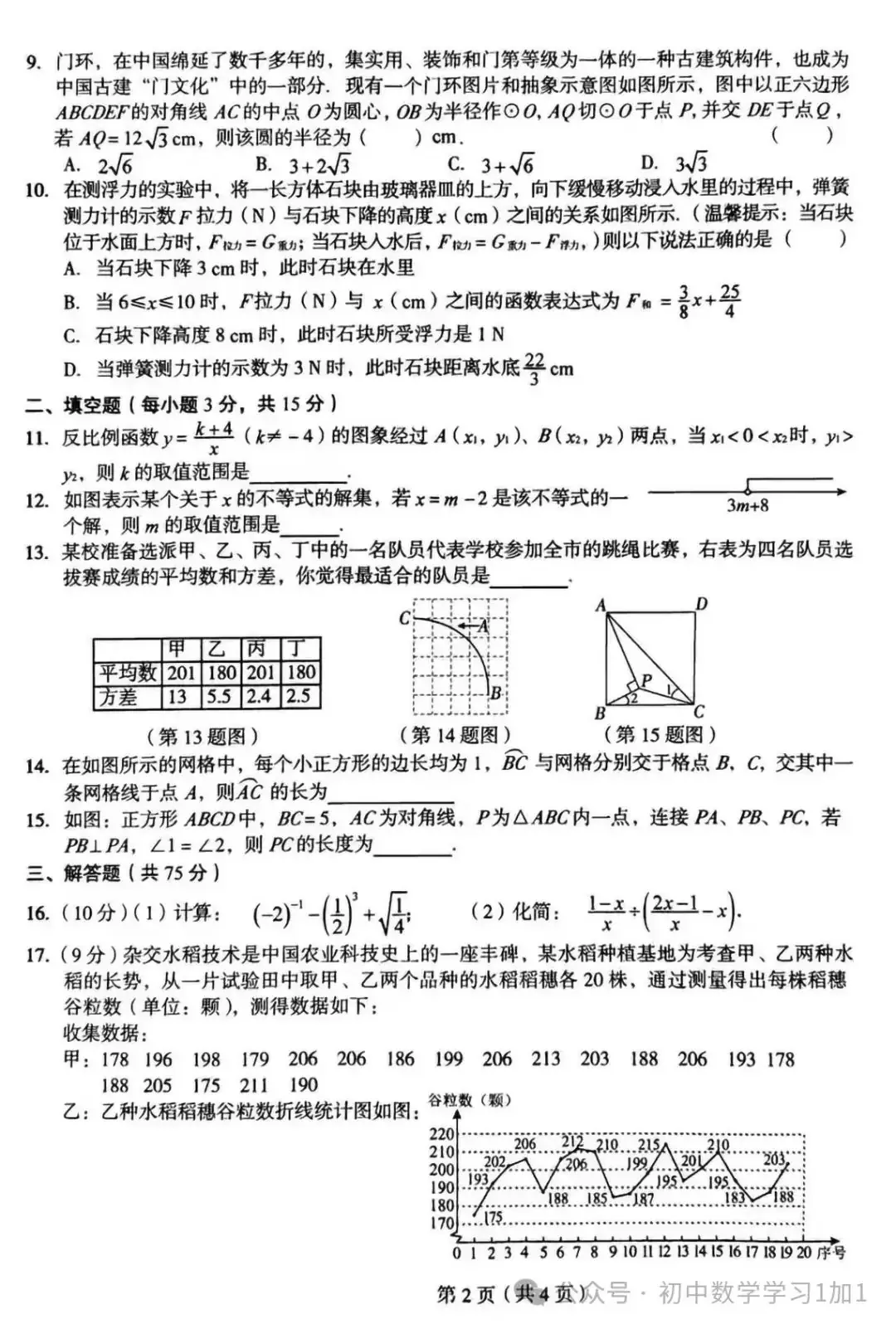 24年中考一模数学 第2张