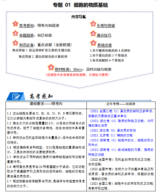 2024年高考生物【热点·重点·难点】专练,打印一份练熟了,孩子想不上90+都难!(新高考专用)-第3张图片-四季读书网