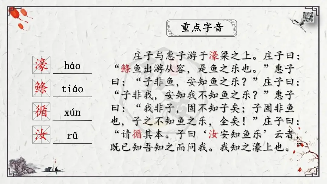 【中考专项复习课件】文言文40篇-26《庄子与惠子游于濠梁之上》-第8张图片-四季读书网