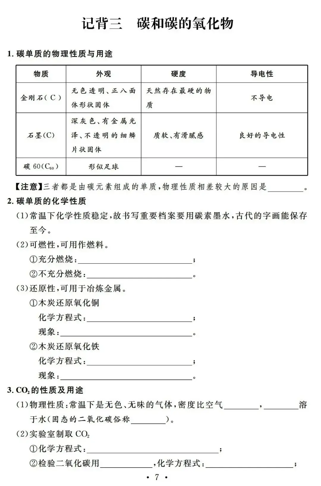 【中考必备】九年级化学一轮复习基础知识记背清单(可下载)-第9张图片-四季读书网