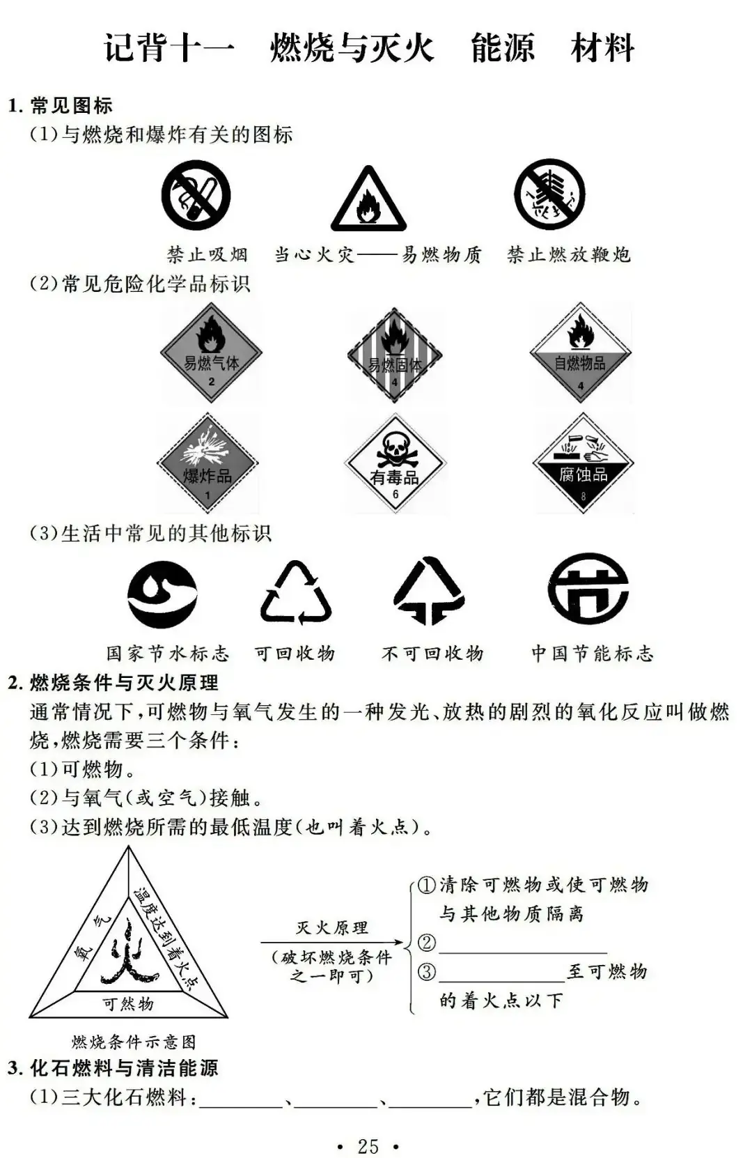 【中考必备】九年级化学一轮复习基础知识记背清单(可下载)-第27张图片-四季读书网