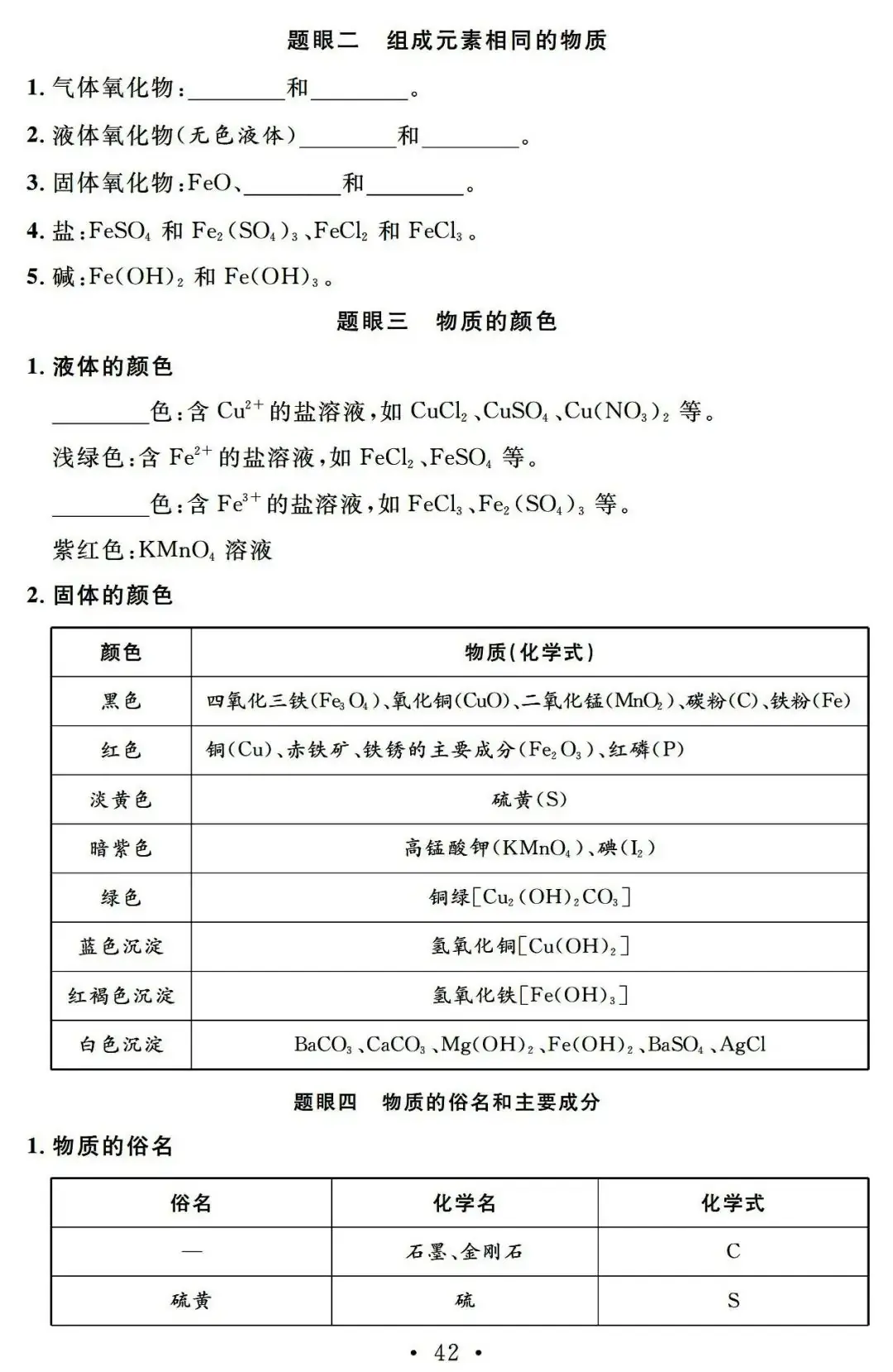 【中考必备】九年级化学一轮复习基础知识记背清单(可下载)-第44张图片-四季读书网