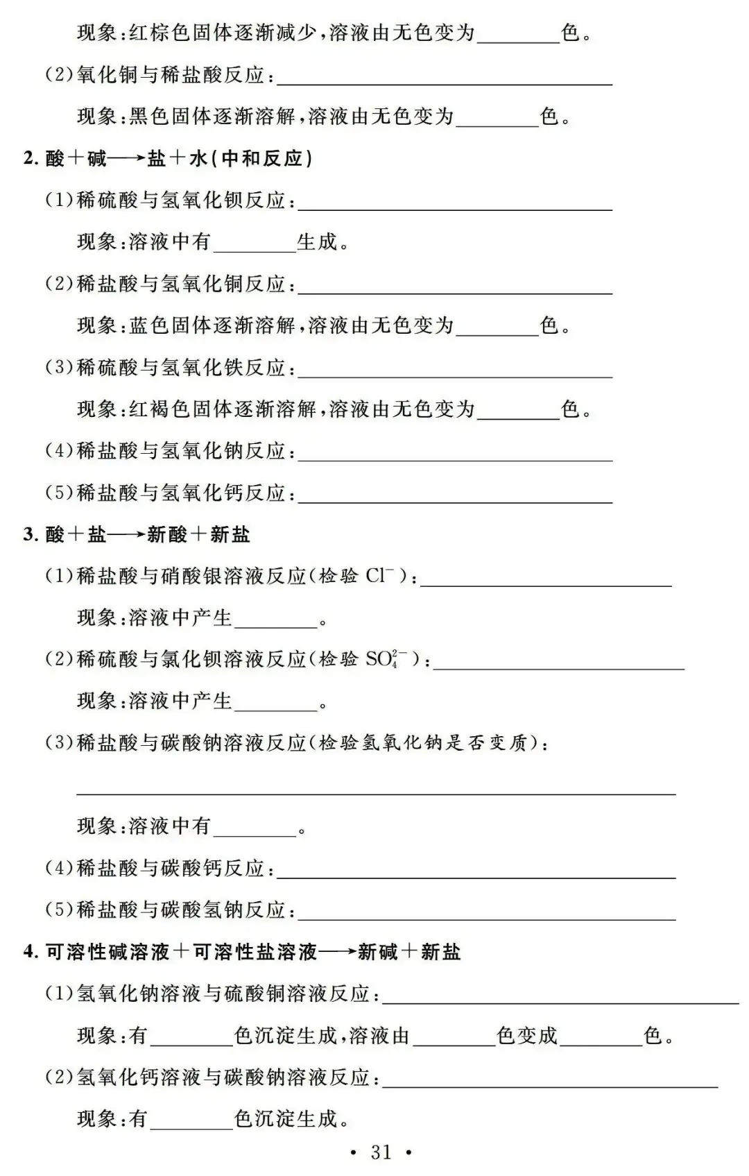【中考必备】九年级化学一轮复习基础知识记背清单(可下载)-第33张图片-四季读书网