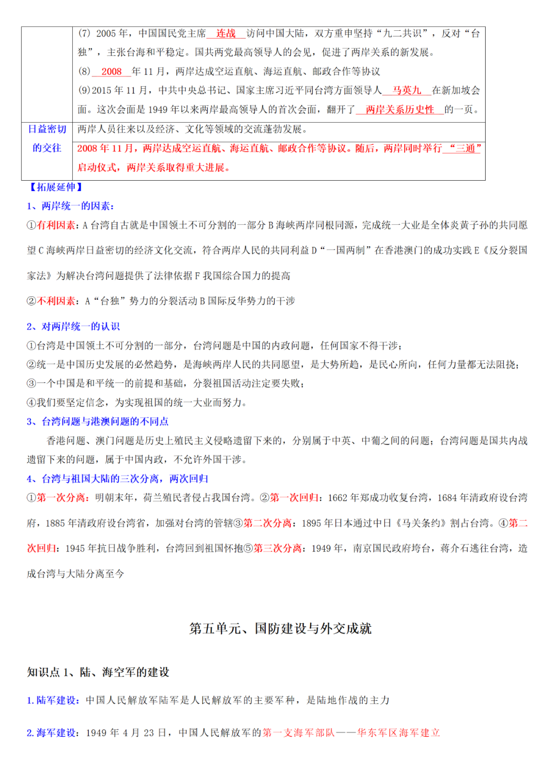 【中考历史】| 知识点复习--八年级历史下册核心知识点背记与检测-第16张图片-四季读书网