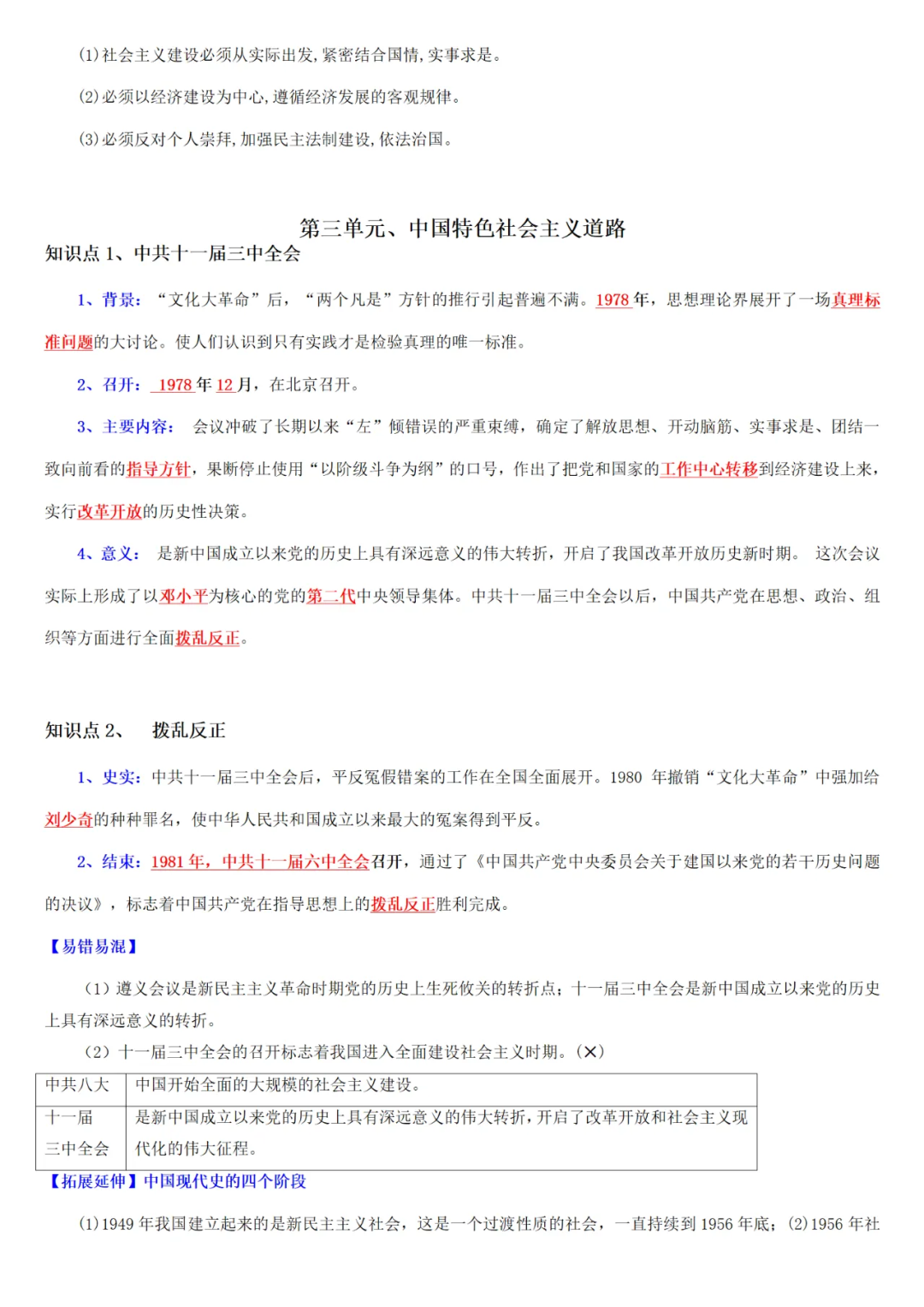 【中考历史】| 知识点复习--八年级历史下册核心知识点背记与检测-第8张图片-四季读书网