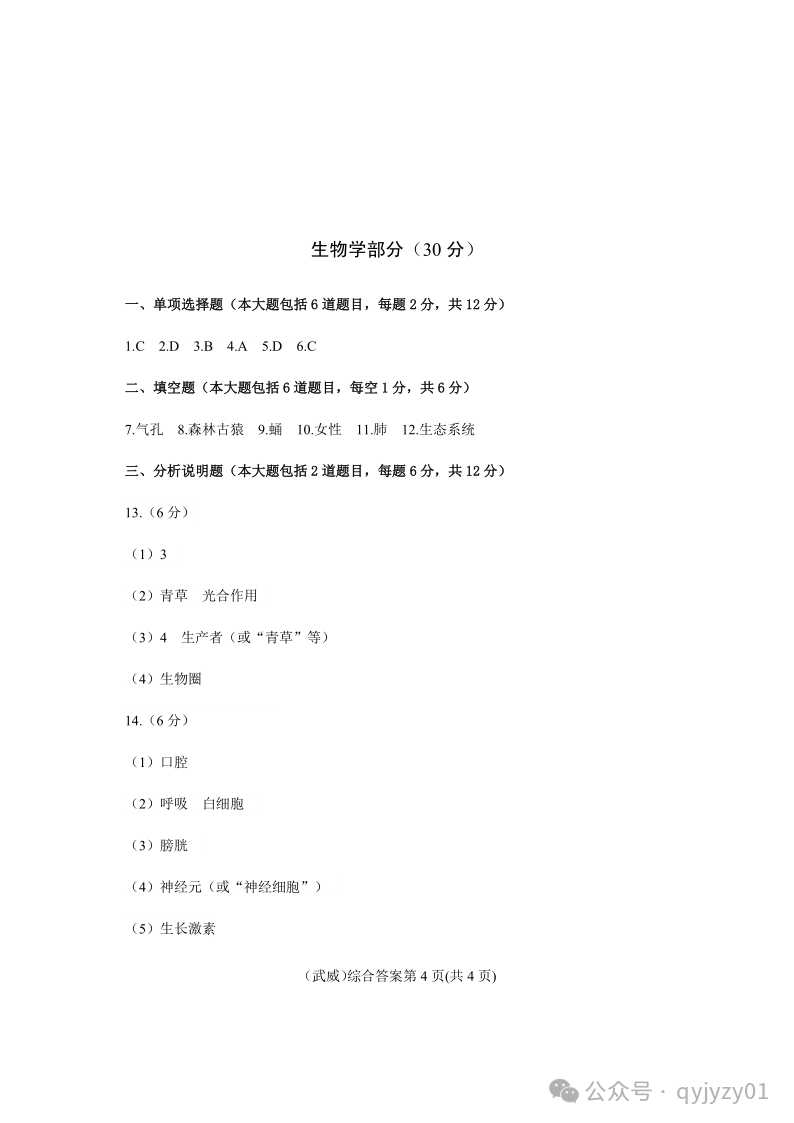 2020年中考试题含答案-第38张图片-四季读书网