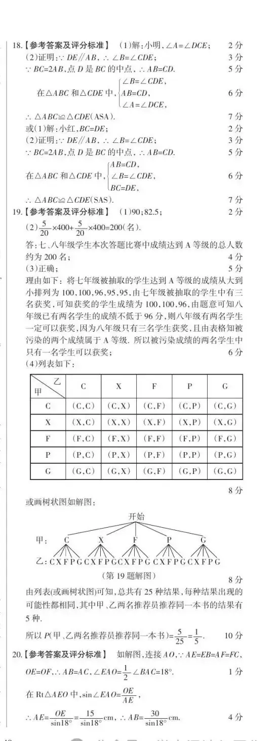 【备战中考】2022年山西省数学中考定心卷-第10张图片-四季读书网 【备战中考】2022年山西省数学中考定心卷-第10张图片-四季读书网