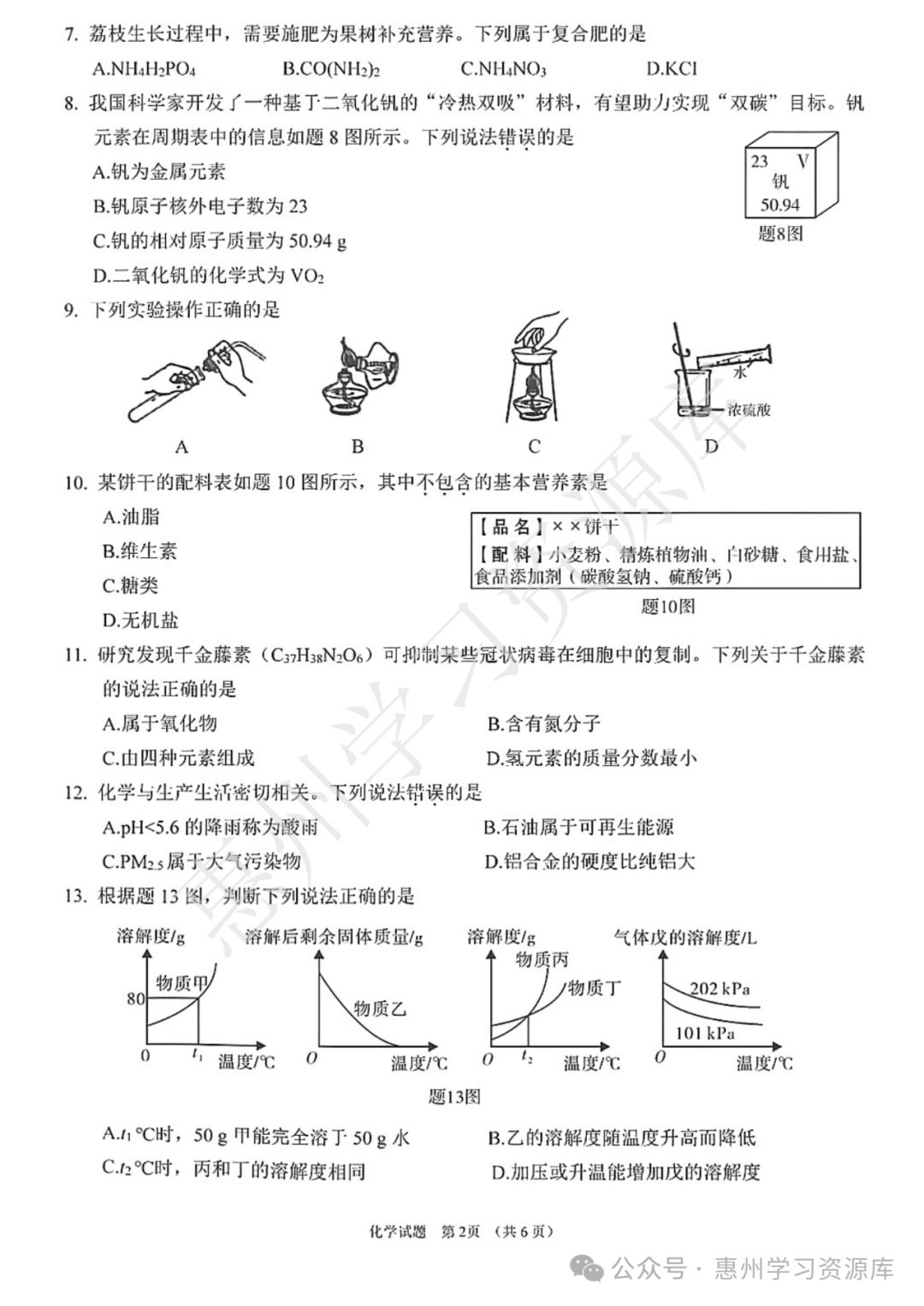2022广东中考真题卷(化学)-第2张图片-四季读书网