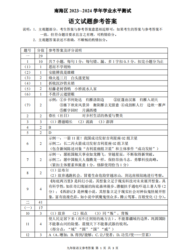 2024年南海区中考一模真题(语文、数学、物理、政治......-第4张图片-四季读书网