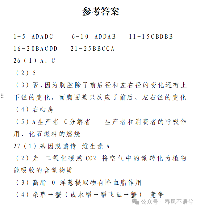【2023中考试题】2023年山东省东营市中考生物试题及答案解析-第11张图片-四季读书网