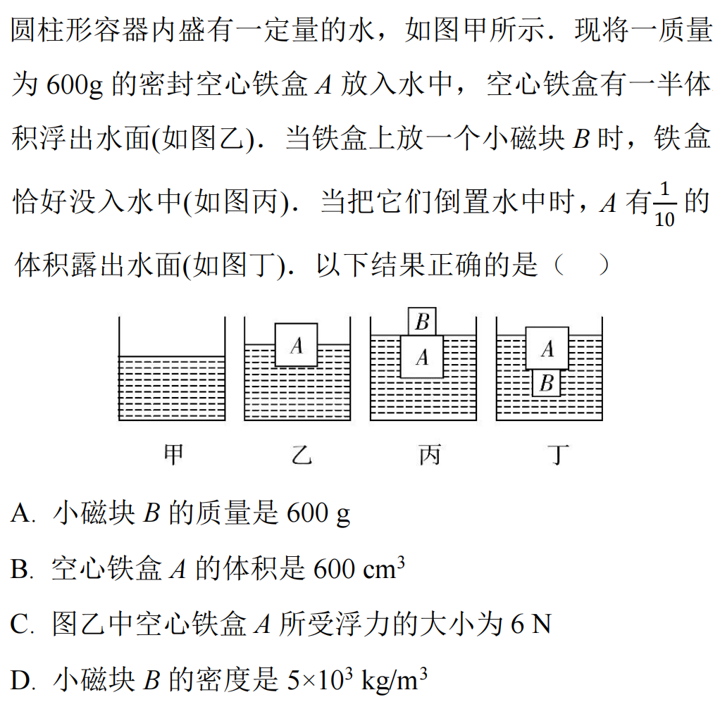 【冲刺中考】挑战中考物理“密度、压强、浮力”综合计算-第11张图片-四季读书网