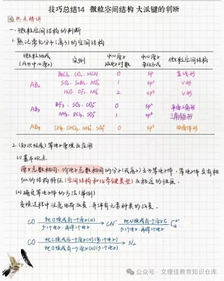 高考化学技巧总结14——微粒空间结构和大派键的判断-第1张图片-四季读书网