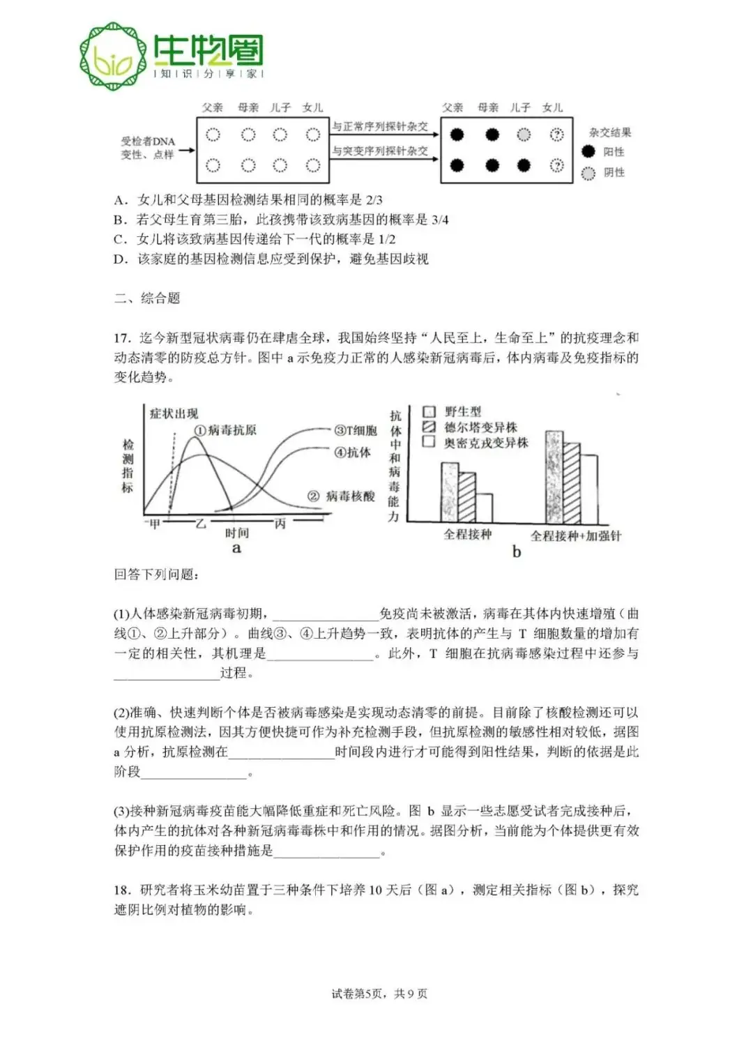 试题资源 | 2022年高考广东生物真题-第6张图片-四季读书网 试题资源 | 2022年高考广东生物真题-第6张图片-四季读书网