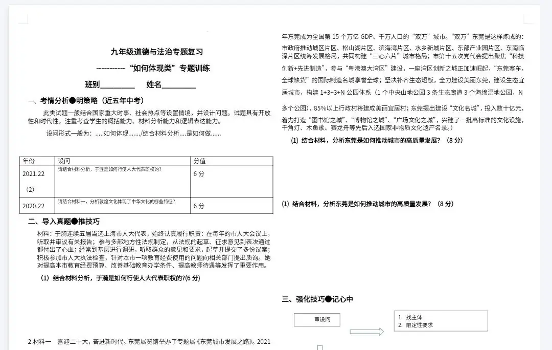 【中考政治】“如何体现类”专题训练-第4张图片-四季读书网