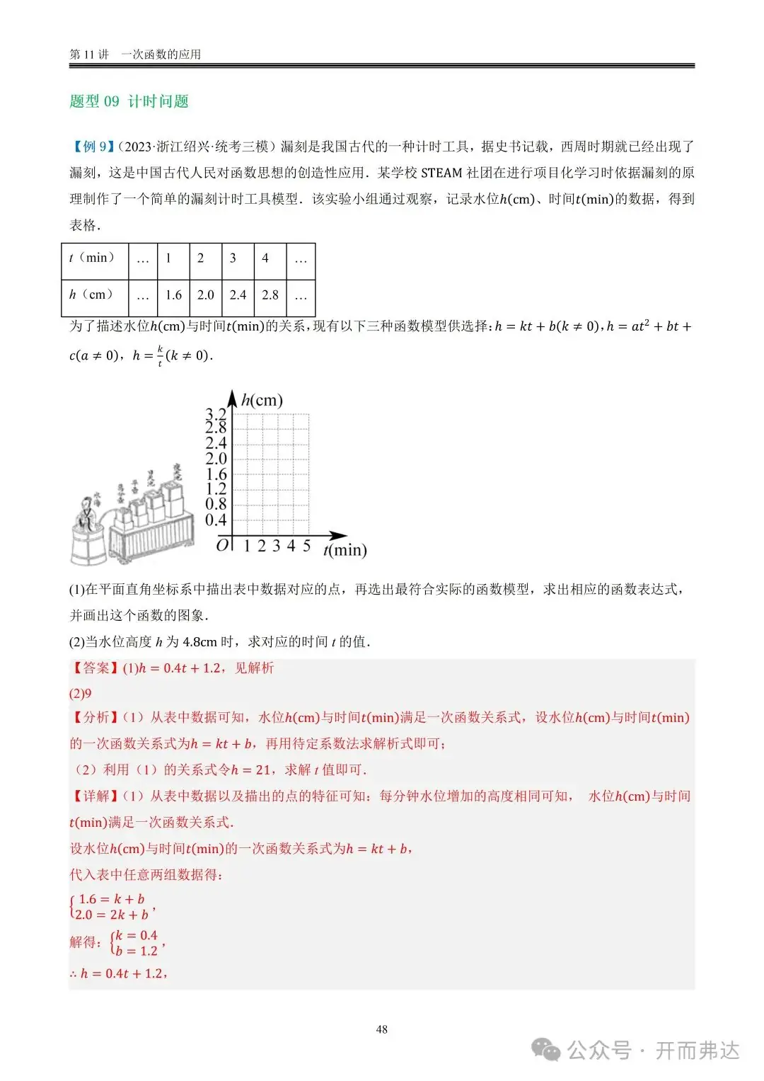 中考数学-第11讲 一次函数的应用@题型09 计时问题-第2张图片-四季读书网
