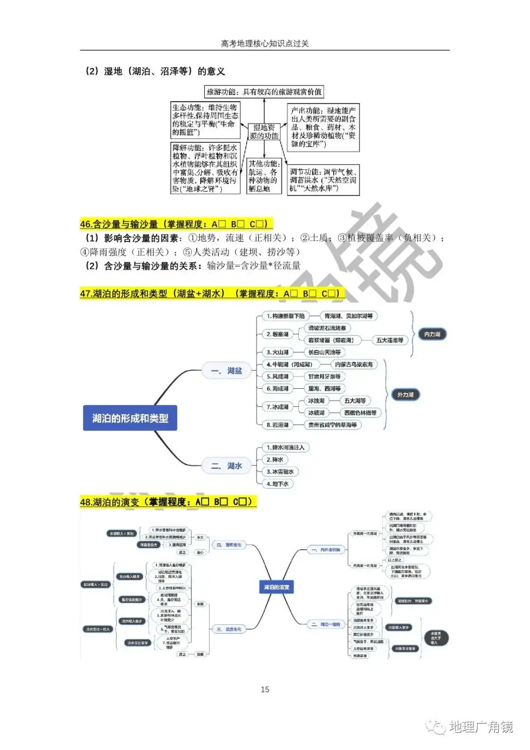 查缺补漏量化过关-《高三复习必备——高考地理核心考点过关手册(新课标版)》-第23张图片-四季读书网