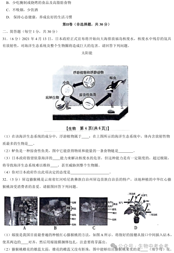 2024中考模拟试题赏——1-第5张图片-四季读书网