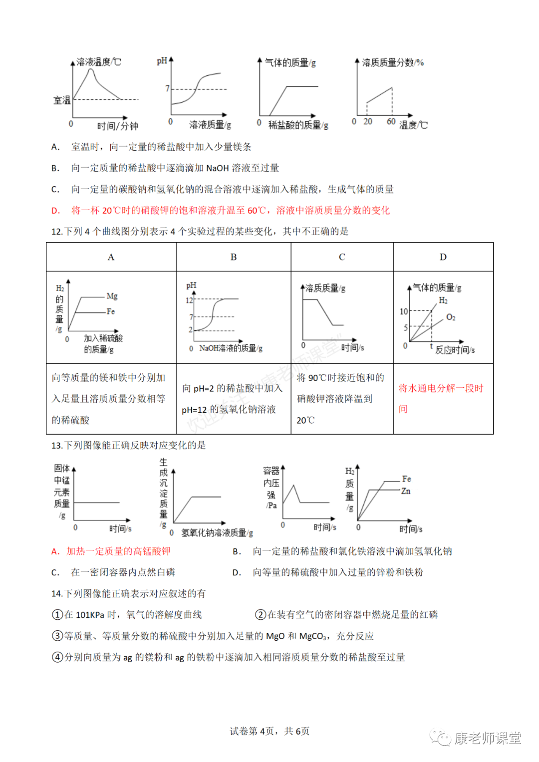 初中化学中考专题——图像专题-第4张图片-四季读书网