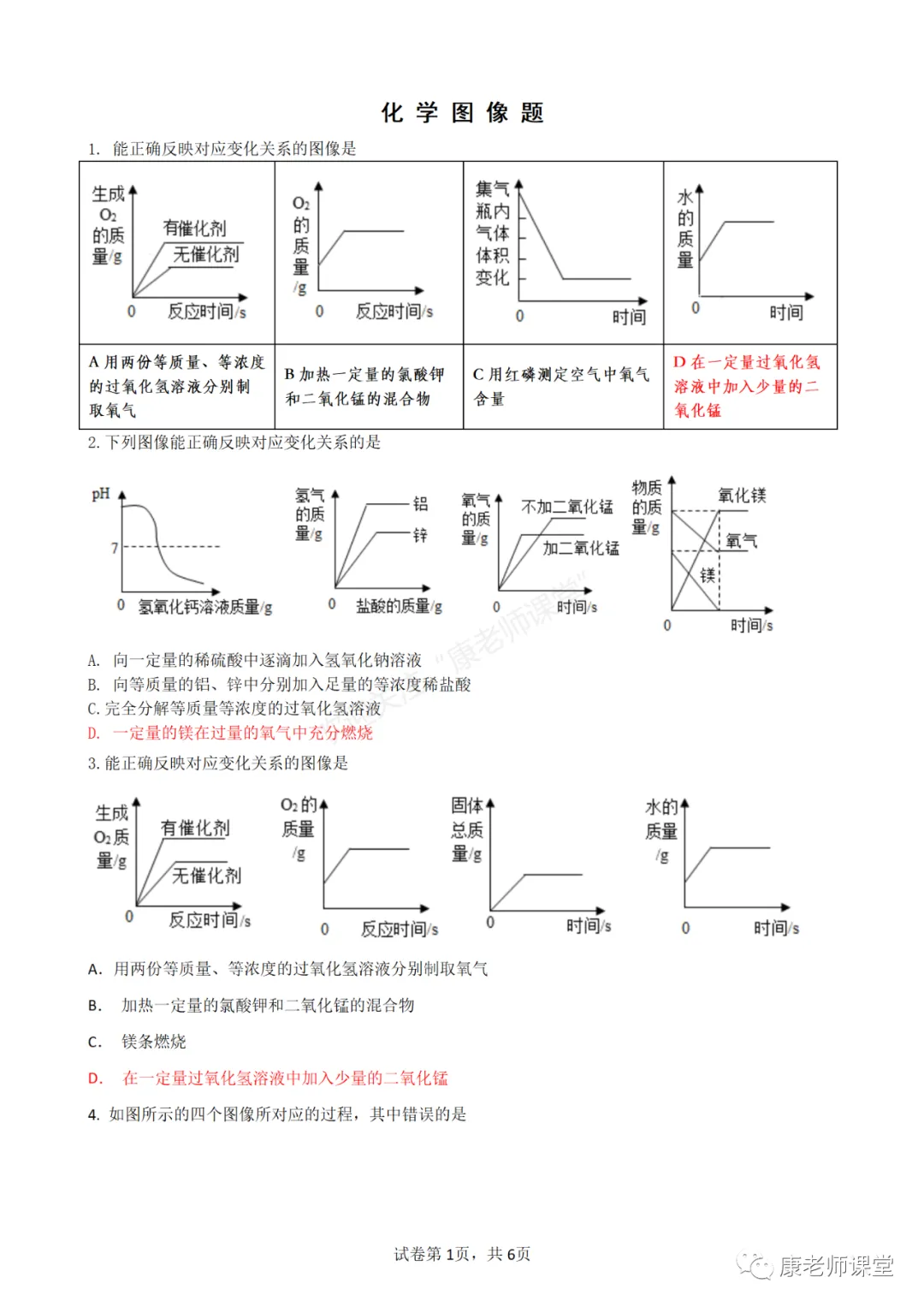 初中化学中考专题——图像专题-第1张图片-四季读书网