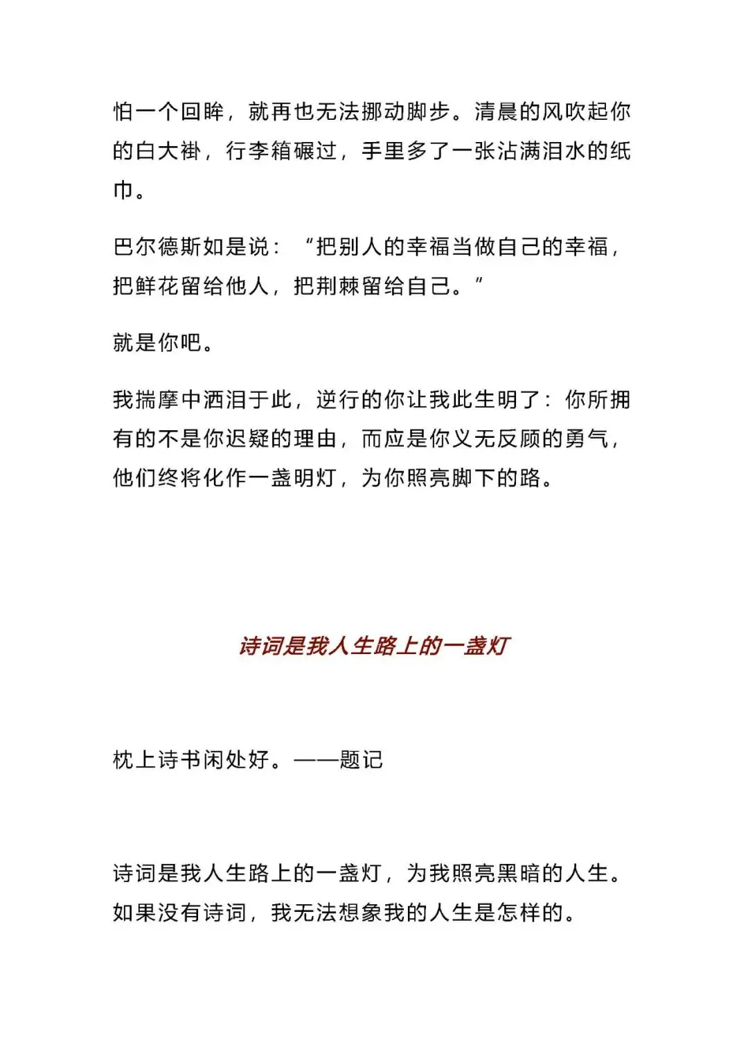 【中考作文】2024中考语文作文押题预测:《______是我人生路上的一盏灯》(范文7篇,可打印)word版 免费下载-第6张图片-四季读书网 【中考作文】2024中考语文作文押题预测:《______是我人生路上的一盏灯》(范文7篇,可打印)word版 免费下载-第6张图片-四季读书网