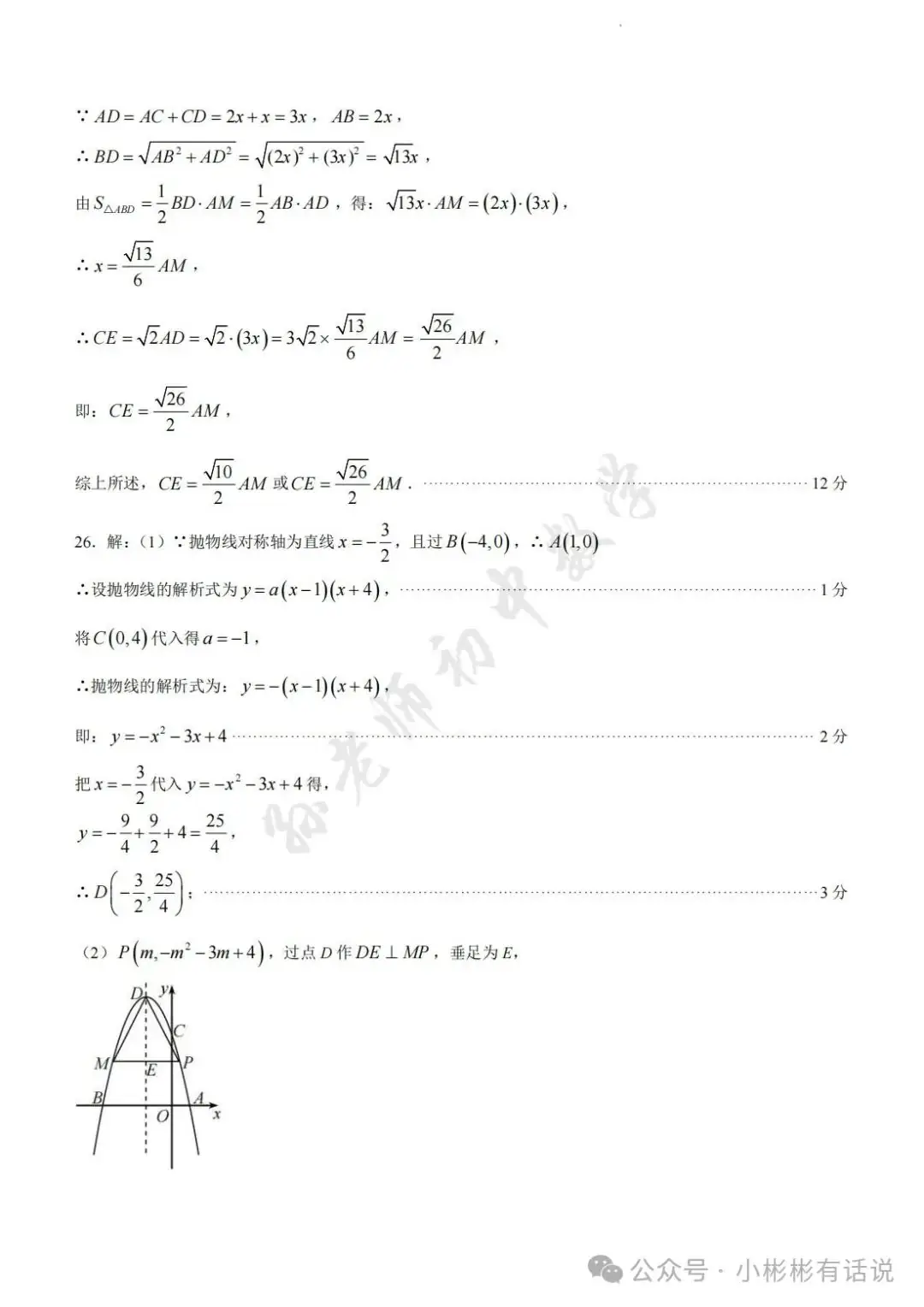 【中考·莱芜一模前测】2024.3.22数学真题+答案解析 第18张