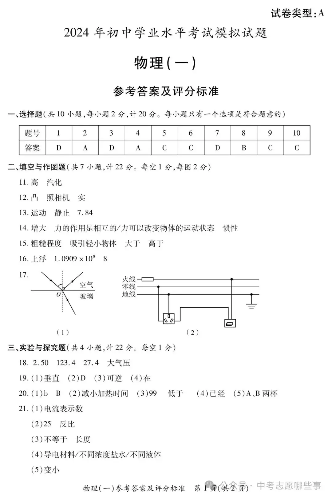 【中考西安一模】2024年陕西省西安市莲湖区中考一模(试卷+答案+评分标准)-第10张图片-四季读书网