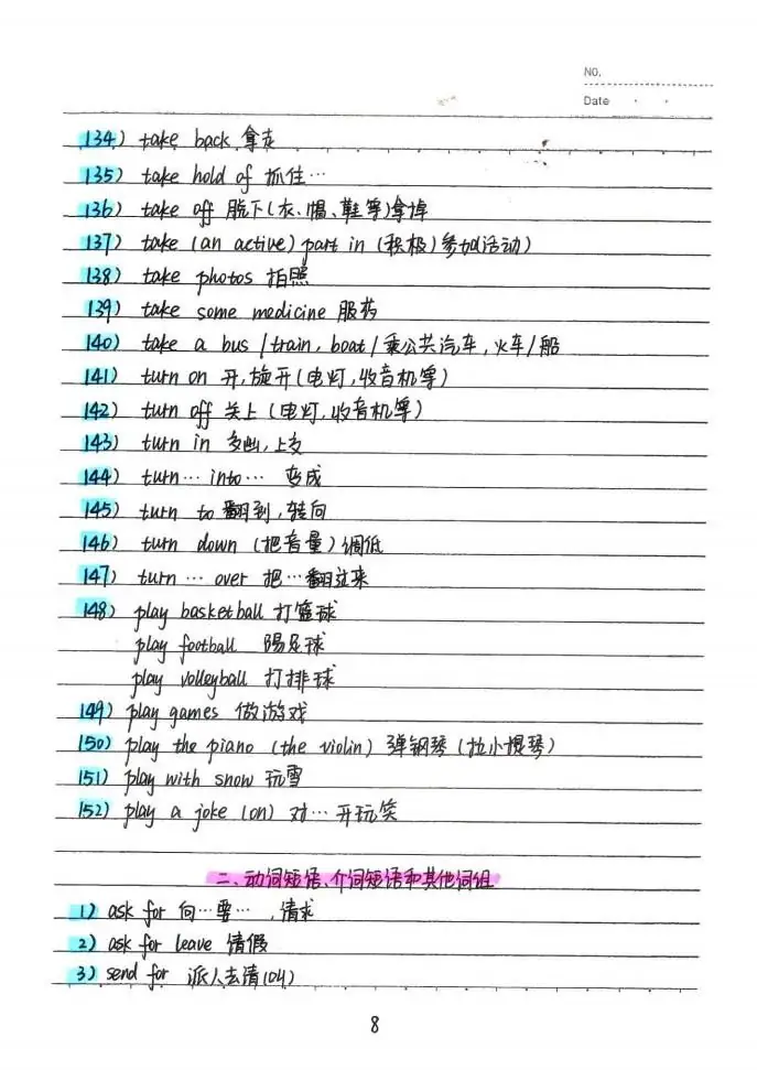 中考状元英语手写笔记:初中英语词汇整理-第9张图片-四季读书网