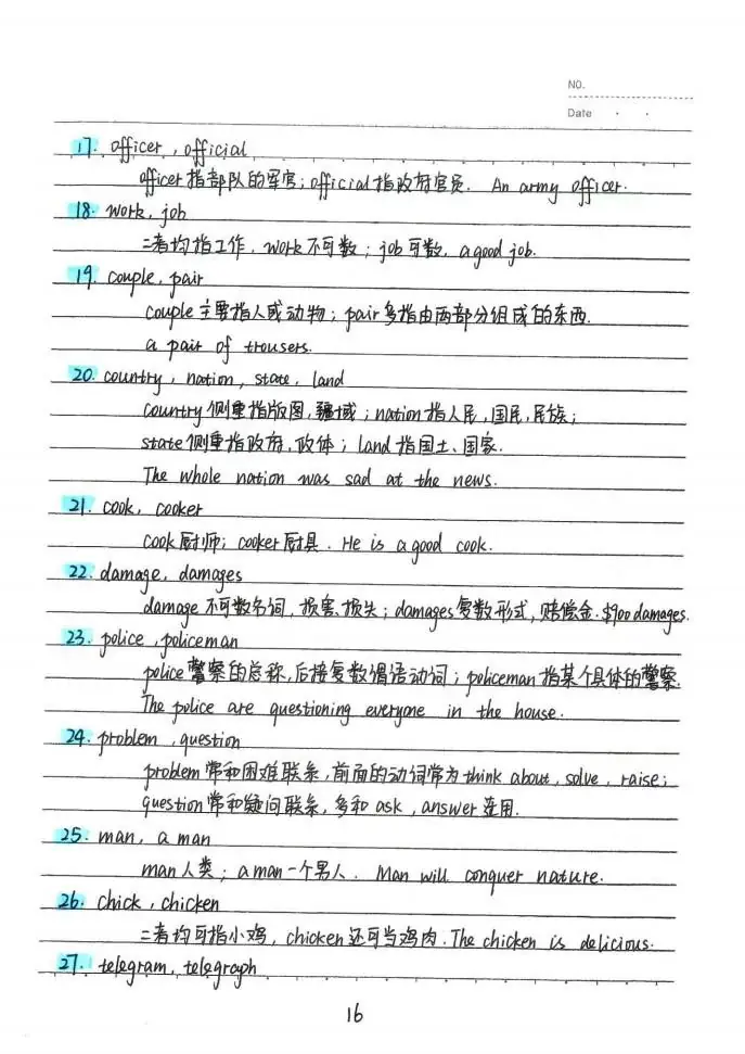 中考状元英语手写笔记:初中英语词汇整理-第17张图片-四季读书网