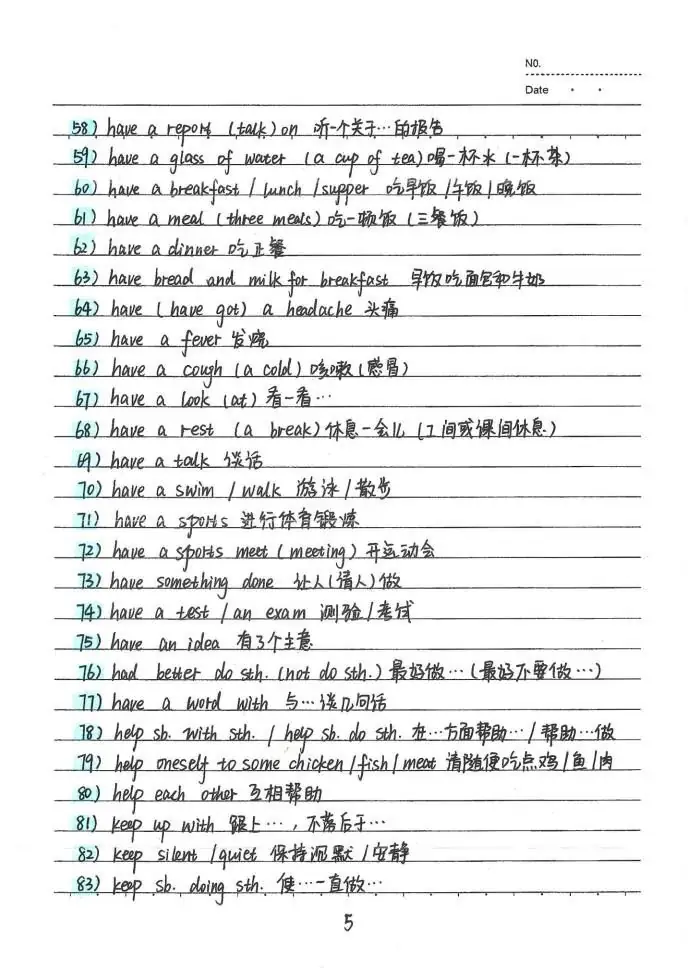 中考状元英语手写笔记:初中英语词汇整理-第6张图片-四季读书网